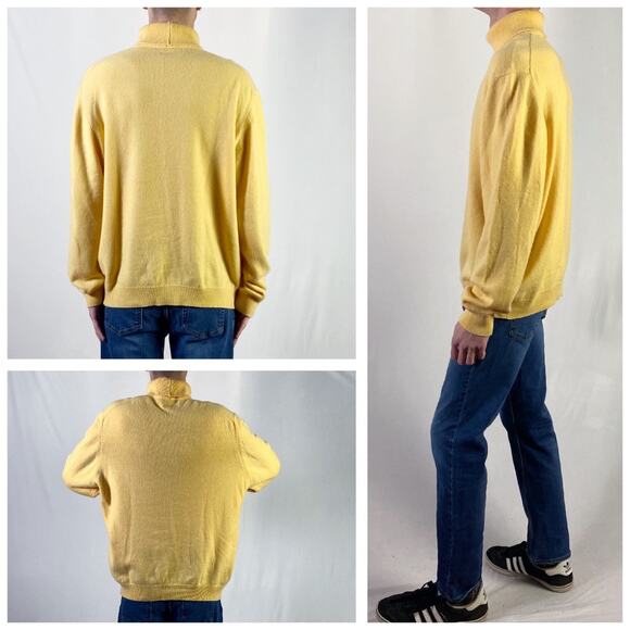 Vintage Brooks Brothers Yellow Gold Pullover Turtleneck Cashmere Sweater Large - Picture 2 of 10